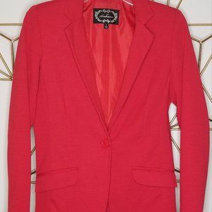 Red Blazer with Faux Pockets